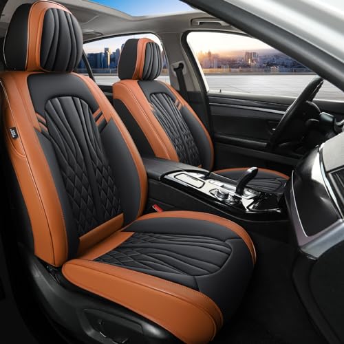 Leather Car Seat Covers (Brown&Black/Full Set)