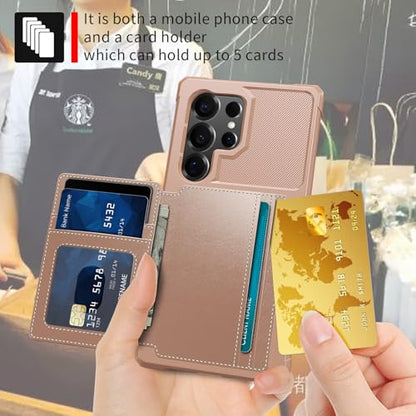 For Samsung Galaxy S25 Ultra Card Holder Case (Pink / Galaxy S25 Ultra)
