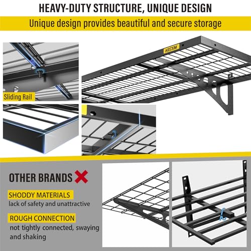 1.64x4ft 4Pack Wire Shelving Unit Heavy Duty Garage Storage Shelves Wall Mounted Black 1120lbs Load Capacity（20 (1.64x4ft-4Pack / Black)