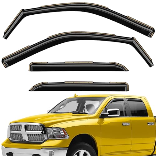 Extra Durable Window Deflectors in (For Dodge RAM 09-18 Crew Cab)