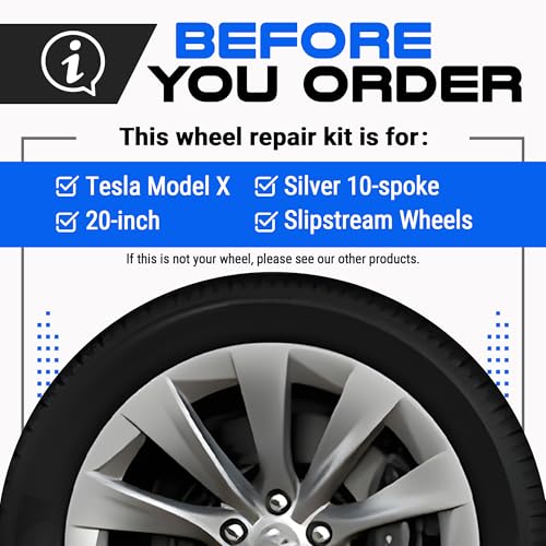 Premium Tesla Wheel Curb Rash Repair Kit for Model X 20 (Tesla Model X / 20" Silver Slipstream)