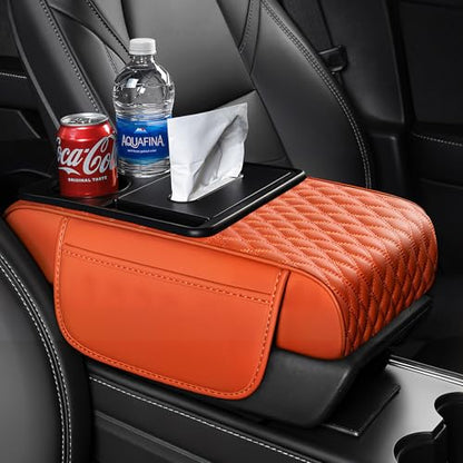 5 in 1 Car Center Console Cover (Black with Red Stitching)