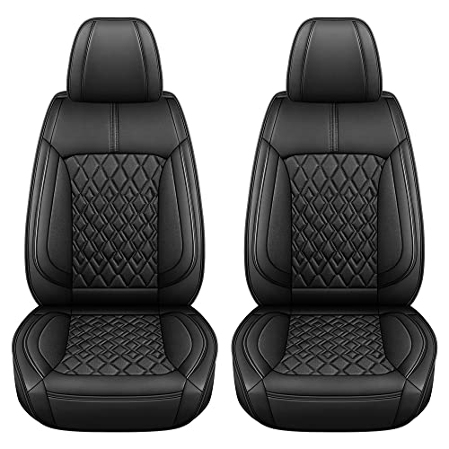 Leather Car Seat Covers Front Pair (B-BLACK / FRONT SET)