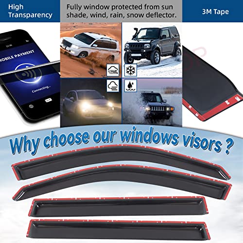4pcs Window Visors Rain Guards for 2003 (for 2003-2008 Honda Pilot)