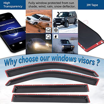 4pcs Window Visors Rain Guards for 2003 (for 2003-2008 Honda Pilot)