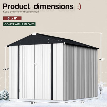 6x4 FT Outdoor Storage Shed (White / 6x4 FT)
