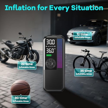 Tire Inflator Portable Air Compressor (Black / 6000mAh)