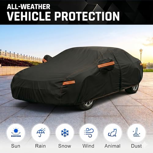 Full Size Luxury Sedan Car Cover Waterproof All Weather 200 (1-C5 Fit Sedan, Length 201-208 inch)