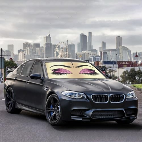 Hello Girl Gorgeous Eyelash Car Windshield Sun Shade Umbrella Automotive Windshield Sunshade Foldable Front Car Accessories Interior Decor to Keep Vehicle Cool for Most Vehicles 57'' X 30'' (57'' X 30'' / style-AB18)