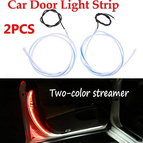 2 pcs Car Interior Door Welcome Light LED Safety Warning Strobe Signal Lamp Strip 120cm Waterproof 12V Auto Decorative Ambient Lights