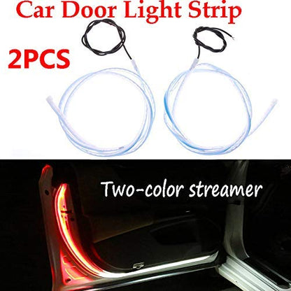 2 pcs Car Interior Door Welcome Light LED Safety Warning Strobe Signal Lamp Strip 120cm Waterproof 12V Auto Decorative Ambient Lights