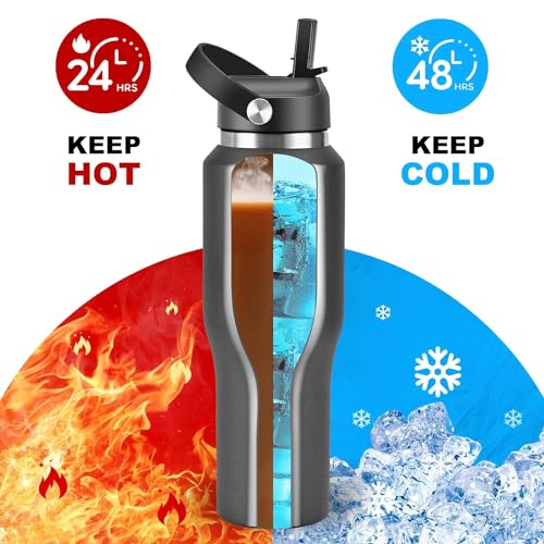 40oz Stainless Steel Water Bottle (Black / 40 Ounces)