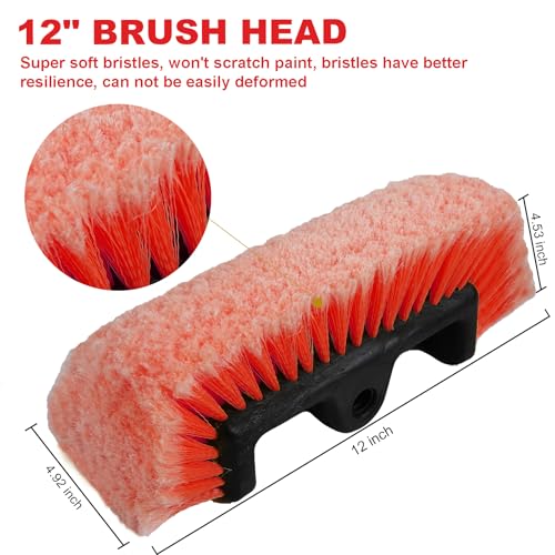 Car Wash Brush with Long Handle for Car Truck Boat RV SUV Washing (70" / Orange)