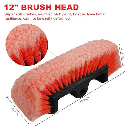 Car Wash Brush with Long Handle for Car Truck Boat RV SUV Washing (70" / Orange)