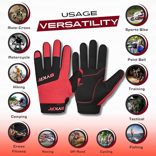 All Weather Motorcycle Gloves for Men & Women (Red / 3X-Large)