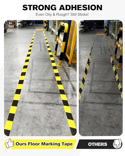 Safety Floor Tape 2 Inch x 108 FT (Black&Yellow)