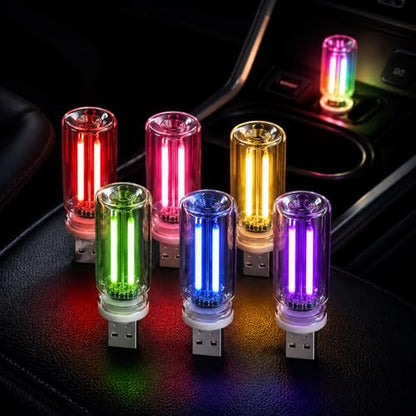 6 Pack USB Car Night Light (Multicolor)