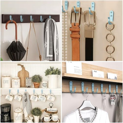 20 Pack Coat Hooks for Hanging (20pcs + Light Blue)