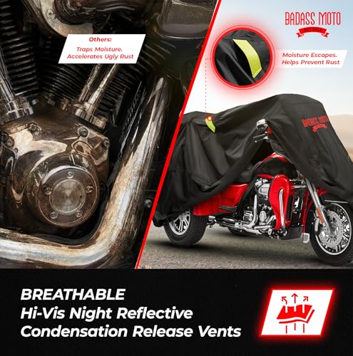 Fits Harley Davidson Trike Cover (Badass Black / [HD TRIKE] 110"L x 61"W x 55"H)