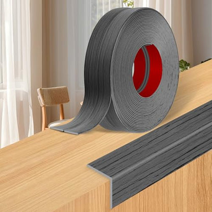 Wall Corner Protector Moulding Trim Peel and Stick (Deep Gray Wood / 0.8 In x 10 Ft)