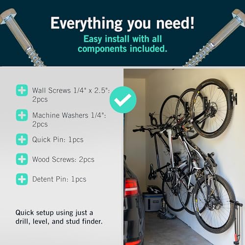 Swivel Bike Wall Mount (BLACK / 1 Pack Heavy Duty Swivel Bike Rack | Holds 50lbs)