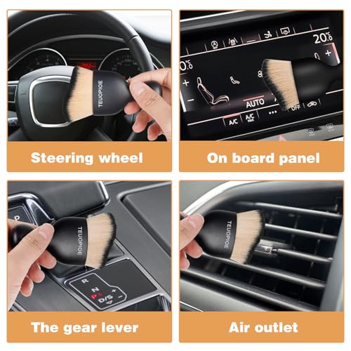 Car Detailing Brush for Interior Dusting and Air Vents (Brown Black)