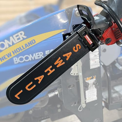 Snap Lok Universal Chainsaw Carrier Kit for Tractors and Skid Steers (Rotating - Tractors / 20 Inch Scabbard / Orange)
