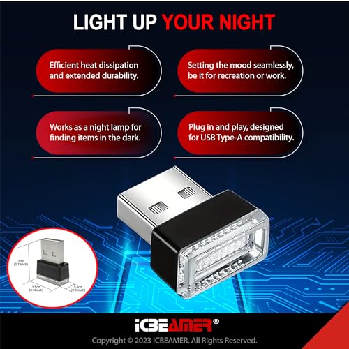 USB Type A Mini LED Car Interior Ambient Lights