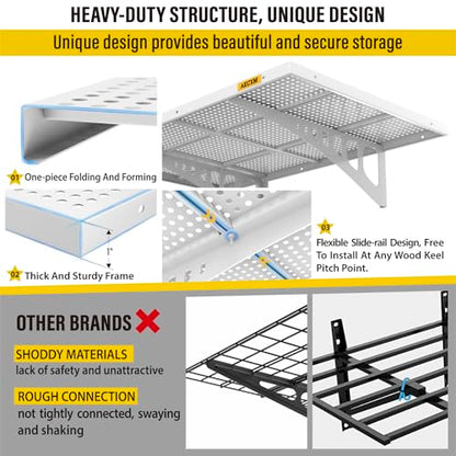 4 pack 2x3ft Adjustable Garage Wall Shelving 1120lbs Load Capacity Heavy Duty Wall Mounted Storage Shelf Metal Floating Shelves for Garage (4pack-2x3ft / White)
