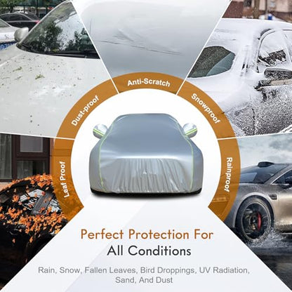 Car Cover for Automobiles Waterproof (Silver / 3XL：for Sedan(Lenght 170"-190"))
