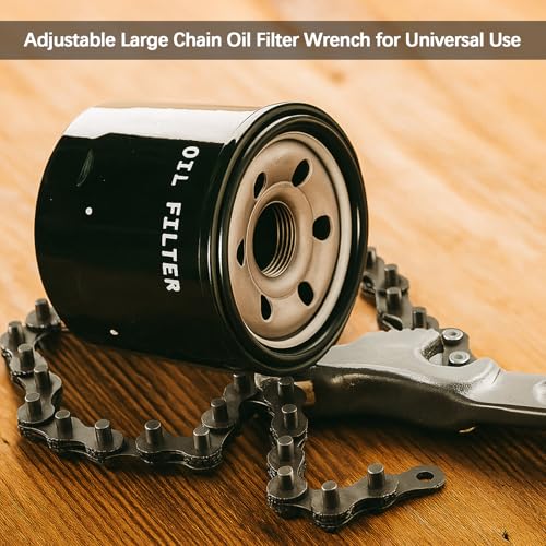 3 Pcs Large Reversible Chain Oil Filter Wrench with 12 16 9 Inch Chain Wrench Adjustable Heavy Duty Carbon Steel Sturdy Pipe Fitting Tool Spanner for Ratcheting Universal (Silver)