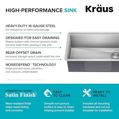 Stainless Steel 30 in Undermount Kitchen Sink KWU110 (Stainless Steel / 30 Inch / Sink)