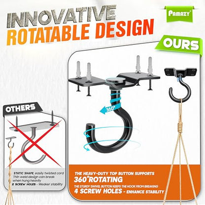 2Pcs 200LB Rotatable Ceiling Hook Wall Mount Metal Hanger for Hanging Plant (2PCS)