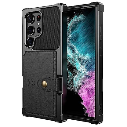 for Samsung Galaxy S23 Ultra Case with Card Holder (Black / Samsung Galaxy S23 Ultra)