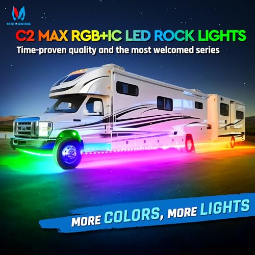 C2 MAX 8 Pods RGB+IC Chasing Rock Lights with White Housing (8 Pods With White Housing Kit)