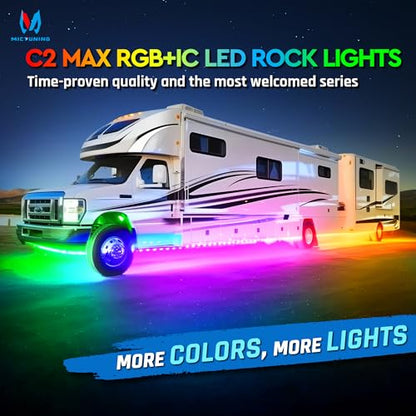 C2 MAX 8 Pods RGB+IC Chasing Rock Lights with White Housing (8 Pods With White Housing Kit)