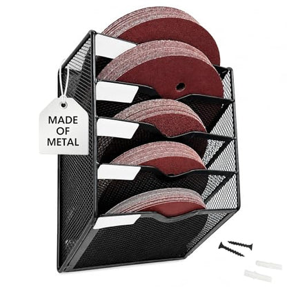 Sandpaper Organizer for 5 & 6 Inch Sanding Discs (Black)