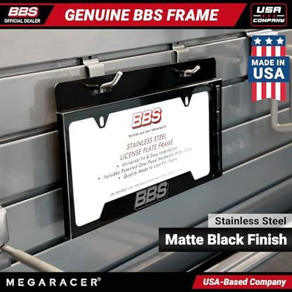 Authentic BBS Matte Black License Plate Frame (BBS Black / 1 Piece)