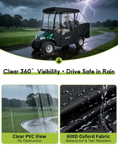 4 Passenger Golf Cart Enclosure for EZGO RXV Short Roof Rain Cover (for EZGO RXV Short Roof 4 Passenger / Black)