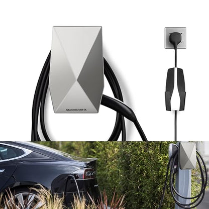 Aluminum Charging Cable Holder Wall Mount for Tesla Charger (Aluminum Silver)