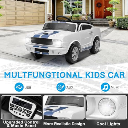 12V Licensed Shelby Electric Car for Kids (White)