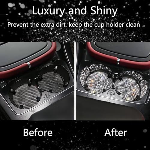 2pcs Bling Car Cup Holder Coaster (Silver / 2pcs)