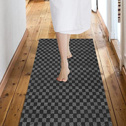 Custom Size Backed Non (Gray Checkered / 3FT*16FT)