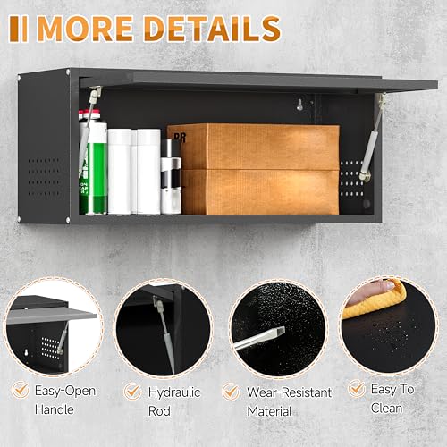 Metal Garage Wall Cabinet with Up (Black / 13.8"H Wall Cabinet(1-Door))