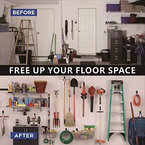 Garage Hooks 4 Pack Wall Mount Storage Hanger with 2 Extension Cord Holder Organizer (Black 4 Pack)