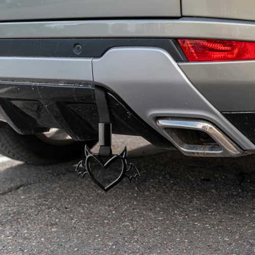2 Pcs Devil Heart Shaped Car Handle Strap (Black-Wing)