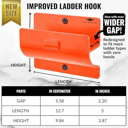 Ladder Hangers for Garage Wall Set of 2 (Orange / Pack of 2 Hooks)