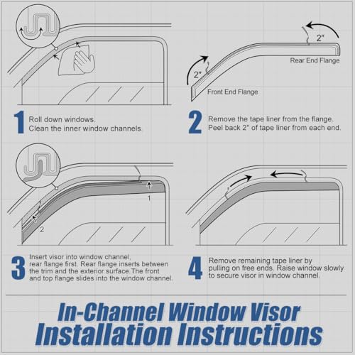 4PCS Tape On Window Visors for 1992 (92-00 Chevy Tahoe GMC Yukon 4-Dr)