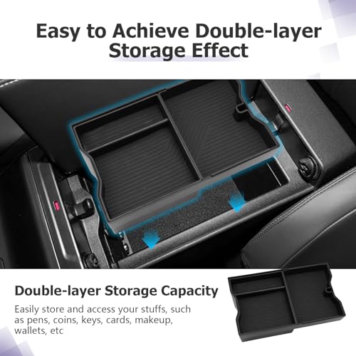 2026 RAV 4 Center Console Organizer Compatible with 2026 Toyota RAV 4 Accessories Armrest Console Secondary Storage Box Insert Tray ABS Material Black