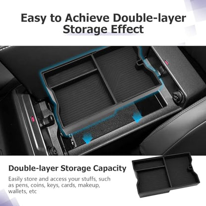 2026 RAV 4 Center Console Organizer Compatible with 2026 Toyota RAV 4 Accessories Armrest Console Secondary Storage Box Insert Tray ABS Material Black